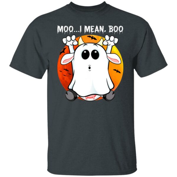 vintage ghost cow moo i mean boo funny halloween cow boo retro sunset t shirt 2 fjb74