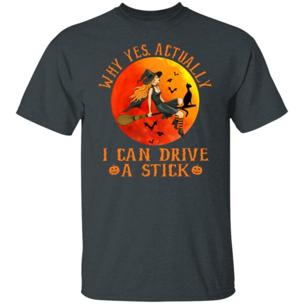 why yes actually i can drive a stick funny witch costume retro vintage t shirt 2 k5yts