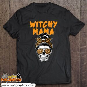 witchy mama lazy halloween costume funny messy bun skull shirt 548 yez2V