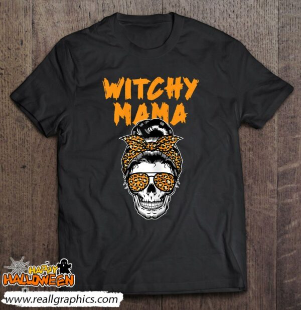 witchy mama lazy halloween costume funny messy bun skull shirt 548 yez2v