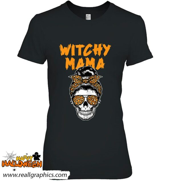 witchy mama lazy halloween costume funny messy bun skull shirt 549 cfqrg