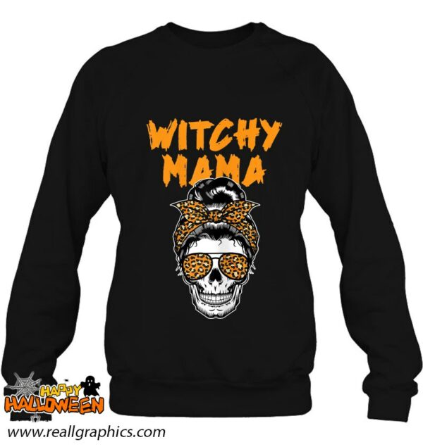 witchy mama lazy halloween costume funny messy bun skull shirt 551 izcdk