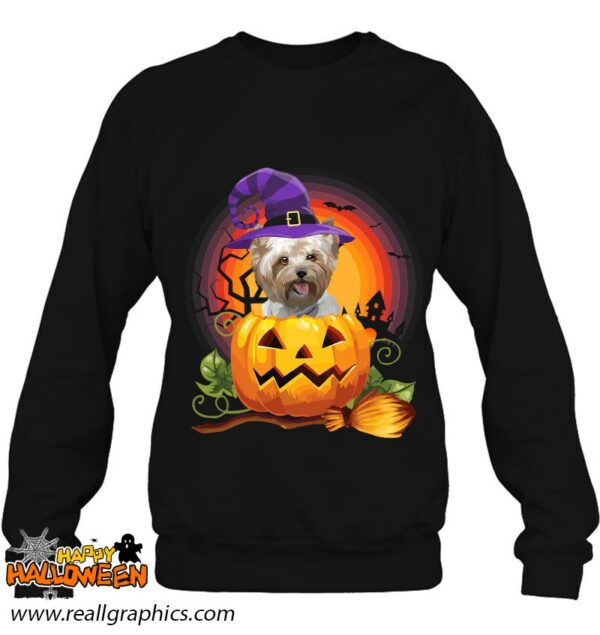 yorkie witch pumpkin halloween dog lover costume shirt 831 f33z4