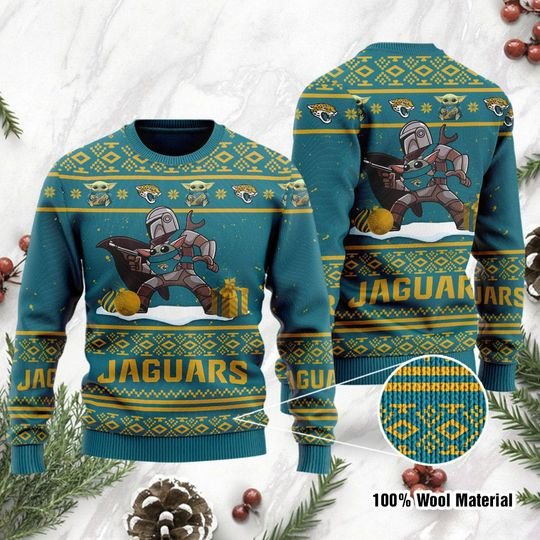 baby yoda boba fett the mandalorian jacksonville jaguars ugly christmas sweater 1 jmamkq