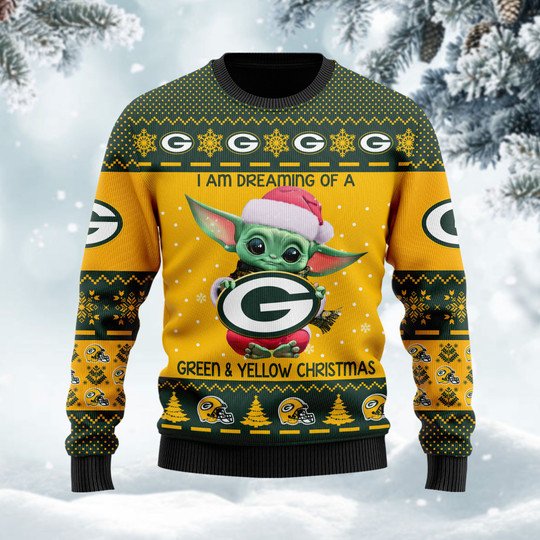 baby yoda green bay packers ugly christmas sweater 2 oycswe