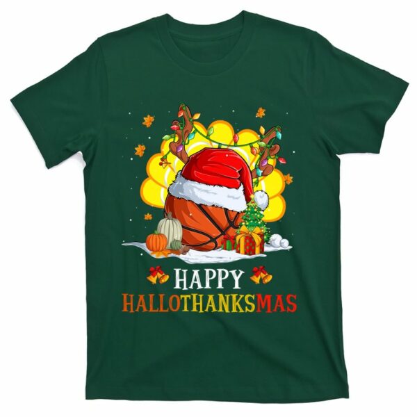 basketball halloween thanksgiving xmas happy hallothanksmas t shirt 4 gbp831