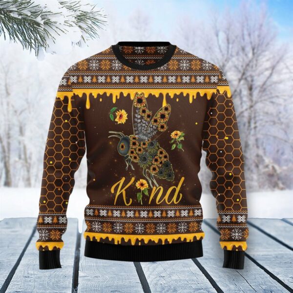 bee kind sunflower ugly christmas sweatshirt sweater 1 tv5w3j