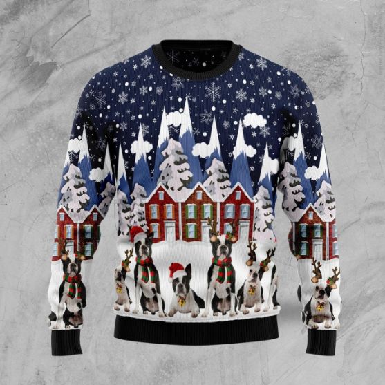 boston terrier family christmas ugly sweater gift for dog lover 1 nqlb2r