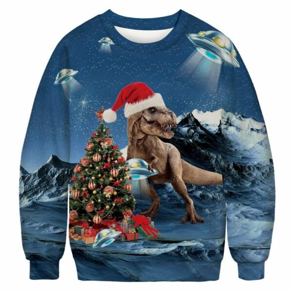 christmas dinosaur ugly christmas sweatshirt sweater 1 b0igf3