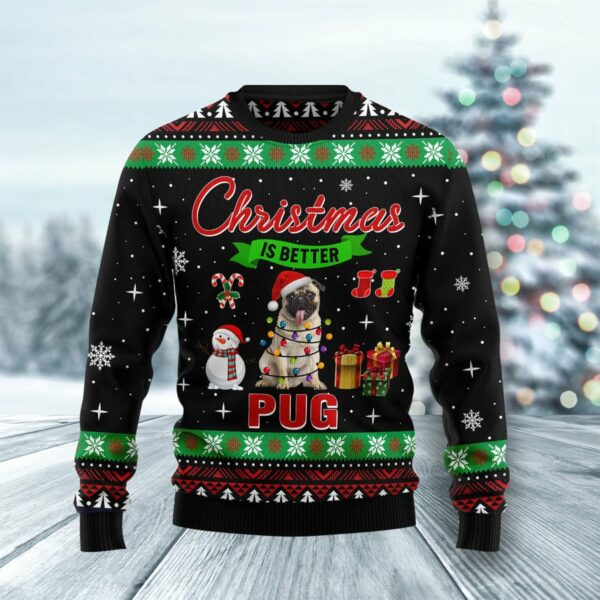christmas is better with pug ugly christmas sweatshirt sweater 1 uxbcbs