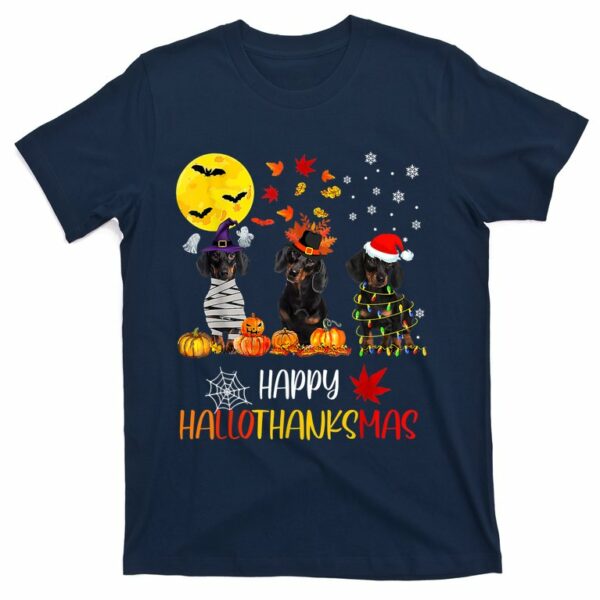 dachshund halloween happy hallothanksmas thanksgiving t shirt 5 crslt5