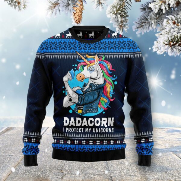 dadacorn protector of my unicorns ugly christmas sweatshirt sweater 1 y6khta