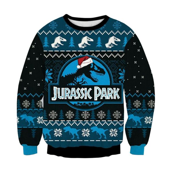 dinosaur jurassic park ugly christmas sweater plus size 1 jkdcs4