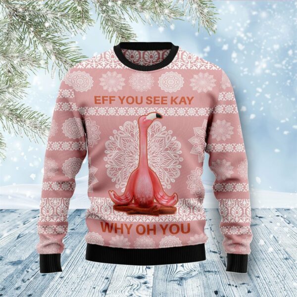 flamingo why oh you ugly christmas sweatshirt sweater 1 us0rsl