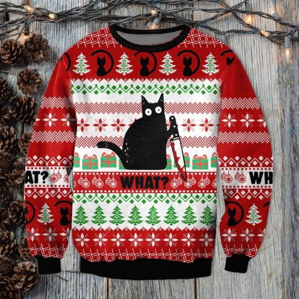 funny black cat 2022 christmas ugly sweatshirt 1 mbbmgp