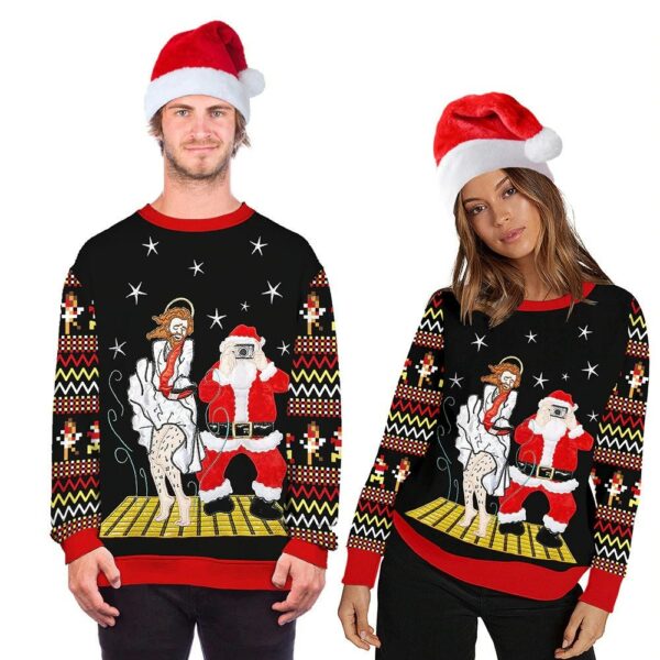 funny santa and jesus ugly christmas sweater 1 cjbflk