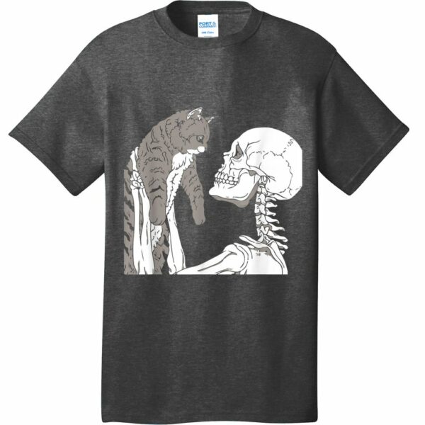 funny skeleton holding a cat skull t shirt 2 ftofzv