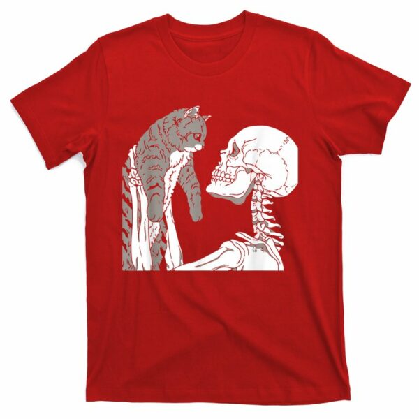 funny skeleton holding a cat skull t shirt 7 bgdxgf