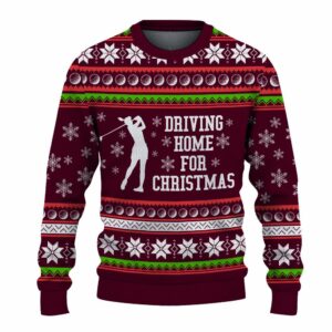 golf driving home for christmas maroon ugly ugly christmas sweatshirt sweater 2 men9ka