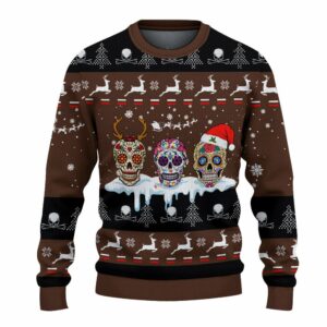 golf sugar skull ugly brown ugly christmas sweatshirt sweater 2 uunh9u