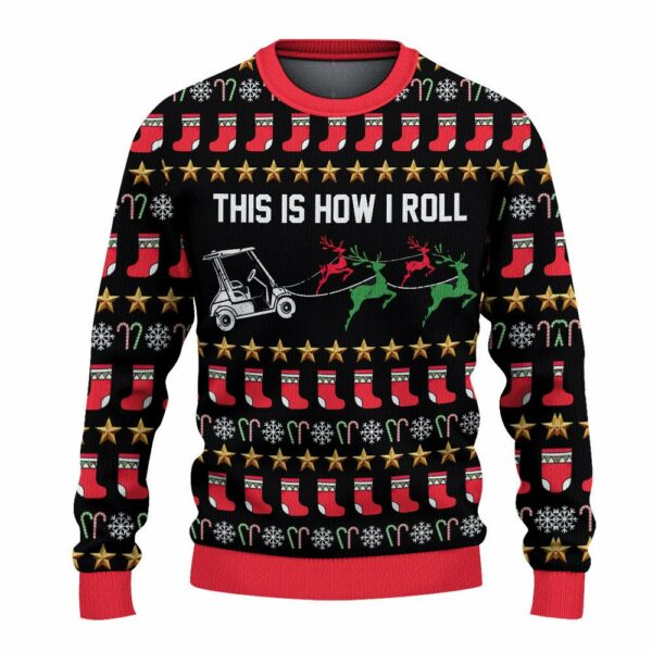golfer this is how i roll ugly christmas sweatshirt sweater 2 jhiz34