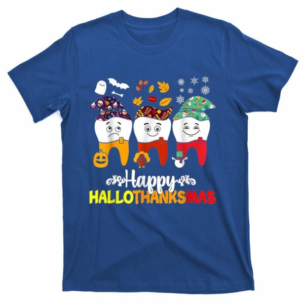 happy hallothanksmas dental halloween thanksgiving christmas t shirt 2 qedtjk
