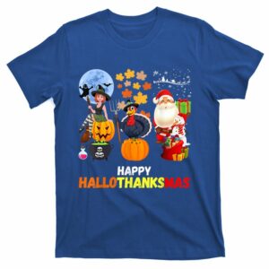 happy hallothanksmas funny halloween thanksgiving christmas t shirt 2 xyuqs2