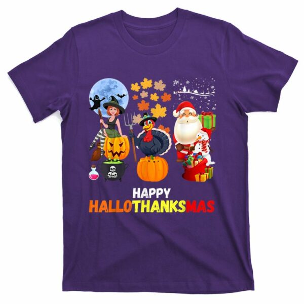 happy hallothanksmas funny halloween thanksgiving christmas t shirt 6 tafkjd