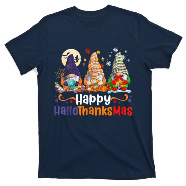 happy hallothanksmas three gnomes halloween christmas t shirt 4 obtjxe