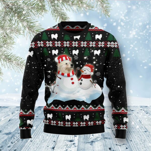 indian spitz and snowman ugly christmas sweatshirt sweater 1 co4u3o