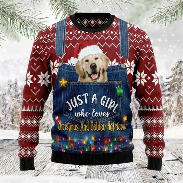 just a girl who loves christmas and golden retriever ugly christmas sweatshirt sweater 1 erhsy2