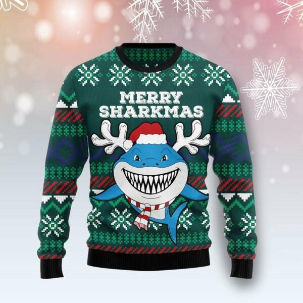 merry sharkmas ugly christmas sweatshirt sweater 1 loys6i