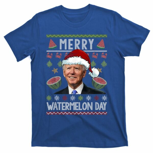 merry watermelon day santa joe biden ugly christmas t shirt 2 wzzdth