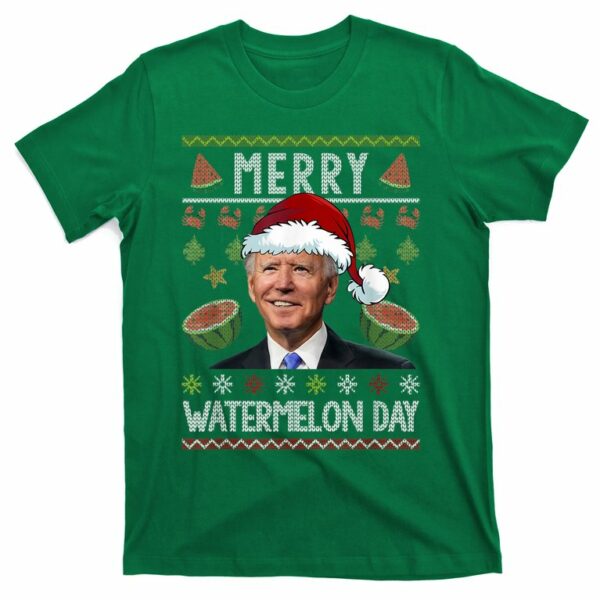 merry watermelon day santa joe biden ugly christmas t shirt 3 xulfcq