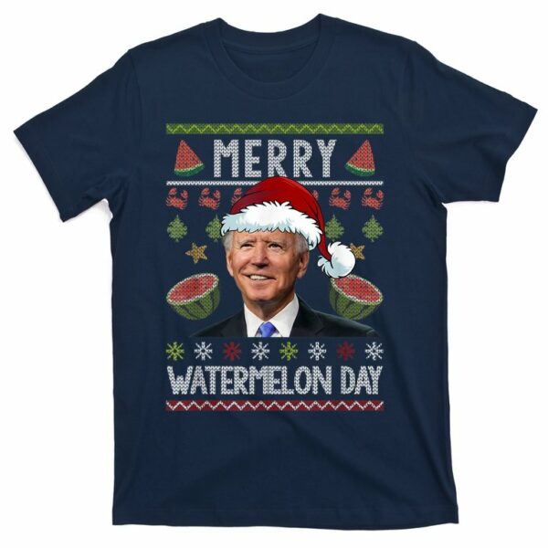 merry watermelon day santa joe biden ugly christmas t shirt 4 syllzx