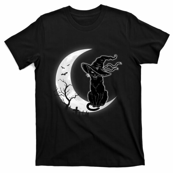 moon halloween scary black cat costume witch hat t shirt 1 szzfre