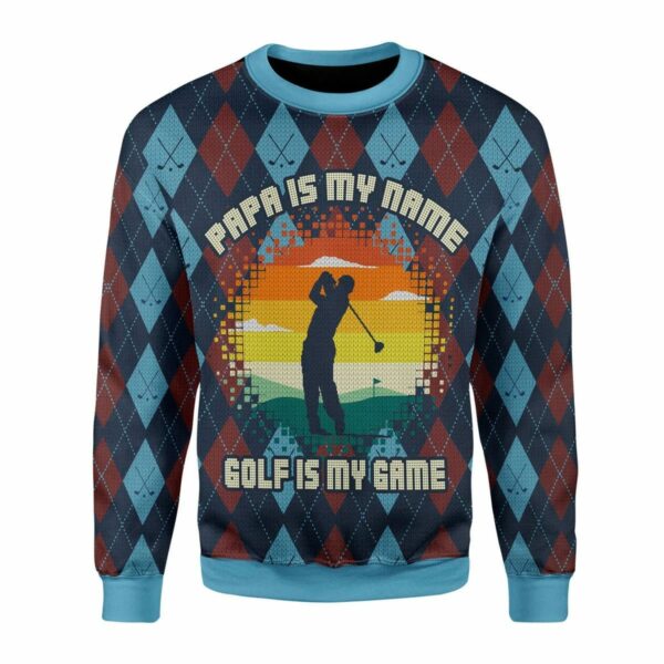papa is my name golf is my game ugly christmas ugly christmas sweatshirt sweater 1 tyrk5x