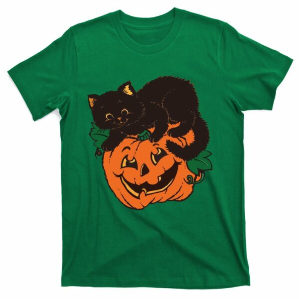 pumpkin and black cat halloween vintage costume t shirt 3 hgitxk