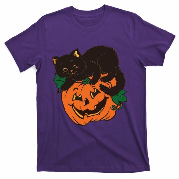 pumpkin and black cat halloween vintage costume t shirt 6 amteyz