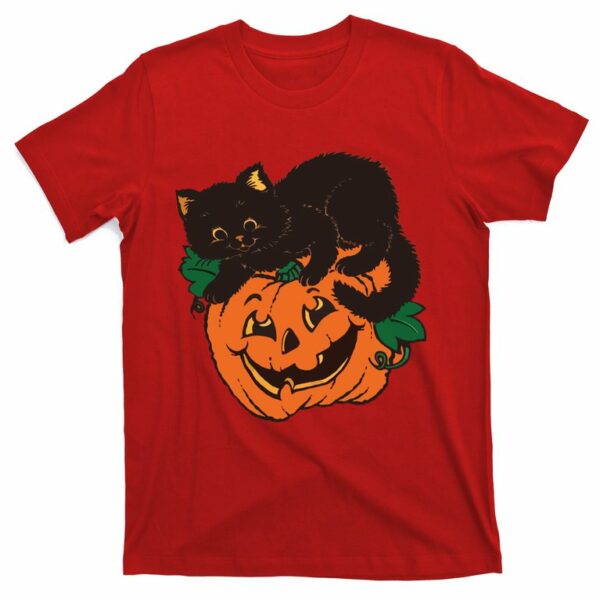 pumpkin and black cat halloween vintage costume t shirt 7 tebkmq
