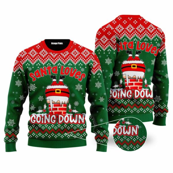santa loves going down funny ugly christmas sweatshirt sweater 1 o7al54