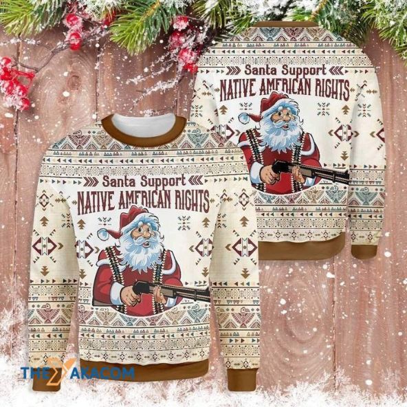 santa support native american rights ugly christmas sweater 1 lxd1wq