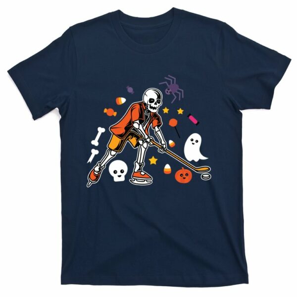 skeleton playing ice hockey halloween costume t shirt 4 xojiou