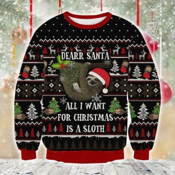 sloth all i want for christmas ugly christmas sweatshirt sweater 1 cjx5wl