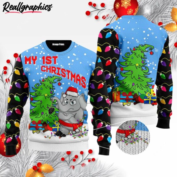1st ugly christmas of elephant ugly christmas sweater sdymzs
