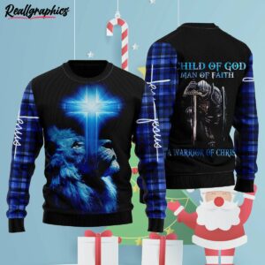 a child of god a man of faith ugly christmas sweater c423wr