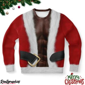african black santa with muscle ugly christmas sweater 1 j299zm
