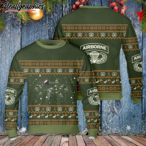 airborne deivision parachute veteran christmas ugly sweater weJ1Y