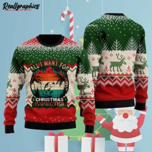all i want for christmas is fishing ugly christmas sweater evxuta