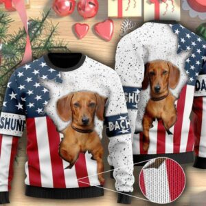 american flag and dachshund dog ugly christmas sweater s5o6ih